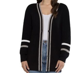 Black and Gray Women's Cardigan Sweater